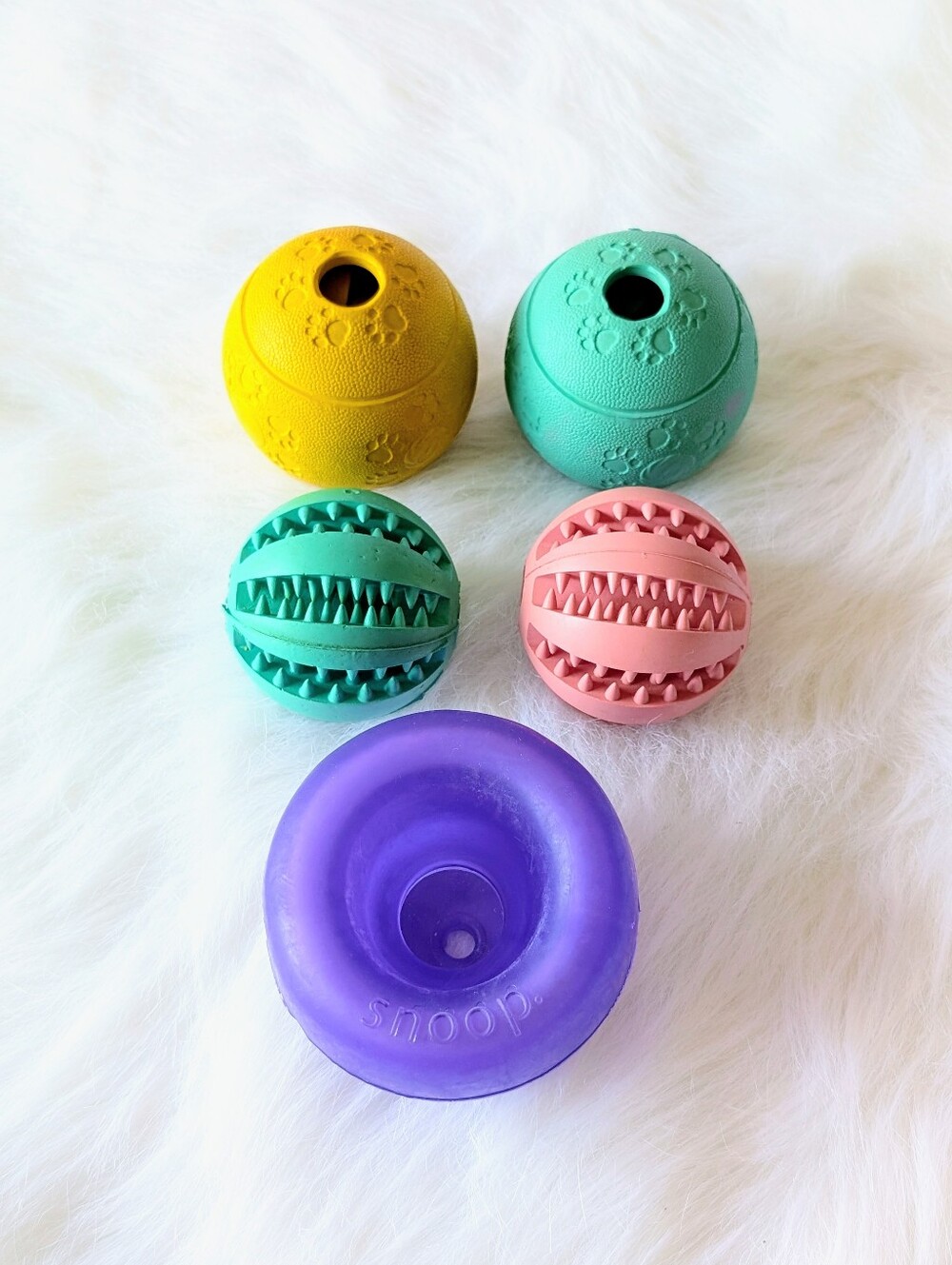 Dog Interactive Treat Puzzle Balls, Interactive Toys, Set Of 5, Medium